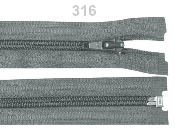 Reißverschluss spiralförmig 5 mm, 45 cm, teilbar, Zink